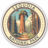 Sequoia Nationalpark Illustration Aufkleber (Vorderseite)