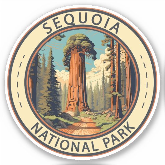 Sequoia Nationalpark Illustration Aufkleber (Vorderseite)