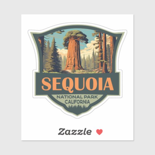 Sequoia Nationalpark Illustration Retro Aufkleber (Blatt)