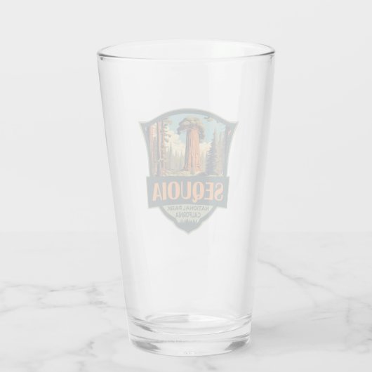 Sequoia Nationalpark Illustration Retro Glas (Rückseite)