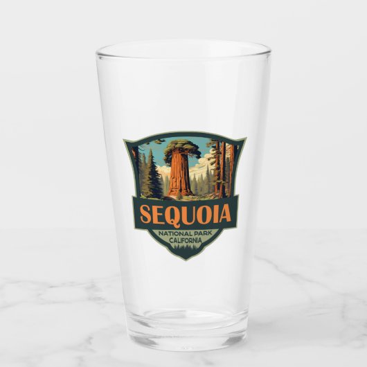 Sequoia Nationalpark Illustration Retro Glas (Vorderseite)