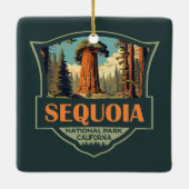 Sequoia Nationalpark Illustration Retro Keramikornament (Rückseite)
