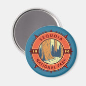 Sequoia Nationalpark Illustration Retro Kompass Magnet (Vorderseite/Rückseite)