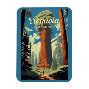Sequoia Nationalpark Illustration Retro Magnet