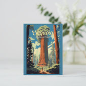 Sequoia Nationalpark Illustration Retro Postkarte (Stehend Vorderseite)