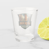 Sequoia Nationalpark Illustration Retro Schnapsglas (Rückseite)