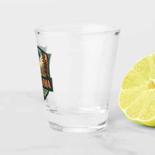 Sequoia Nationalpark Illustration Retro Schnapsglas (Rechts)