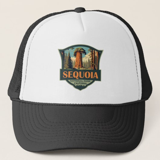 Sequoia Nationalpark Illustration Retro Truckerkappe (Vorderseite)