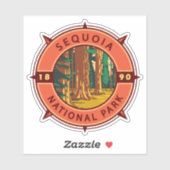 Sequoia Nationalpark Retro Kompass Emblem Aufkleber (Blatt)