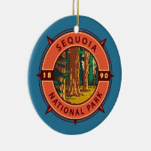Sequoia Nationalpark Retro Kompass Emblem Keramik Ornament (Rechts)