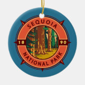 Sequoia Nationalpark Retro Kompass Emblem Keramik Ornament (Vorne)