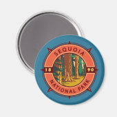 Sequoia Nationalpark Retro Kompass Emblem Magnet (Vorderseite/Rückseite)