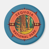 Sequoia Nationalpark Retro Kompass Emblem Magnet (Vorne)