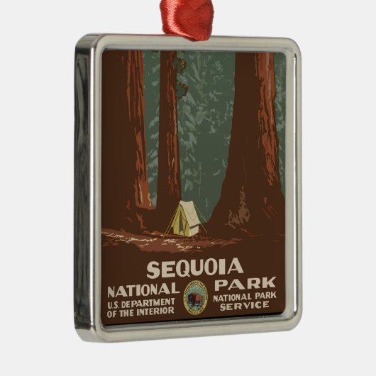 Sequoia-Nationalpark Silbernes Ornament (Rechts)