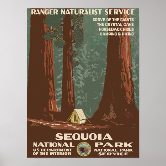Sequoia Nationalpark USA Vintage Travel Poster (Vorne)