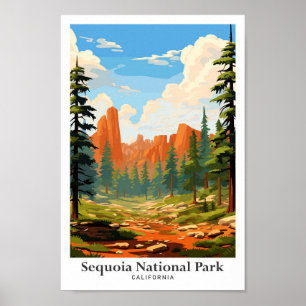 Sequoia Nationalpark Vintage Wandern Poster
