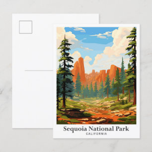 Sequoia Nationalpark Vintage Wandern Postkarte
