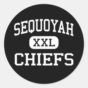 Sequoyah - Chiefs - Oberschule - Kanton Georgien Runder Aufkleber