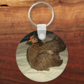 Serama Henne mit Küken-Schlüsselanhänger Schlüsselanhänger (Vorderseite)