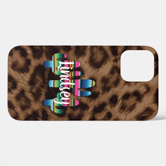Serape Cactus Leopard Print Western Cowgirl Boho Case-Mate iPhone Hülle (Rückseite (Horizontal))
