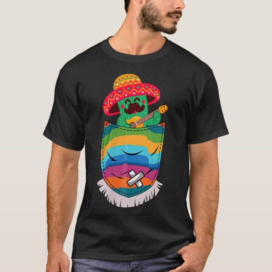 Serape Pocket Pinata Meican Kaktus Gitarre Fiesta  T-Shirt (Vorderseite)