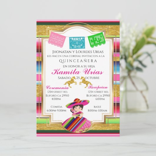 Serape Quince Einladung (Stehend Vorderseite)