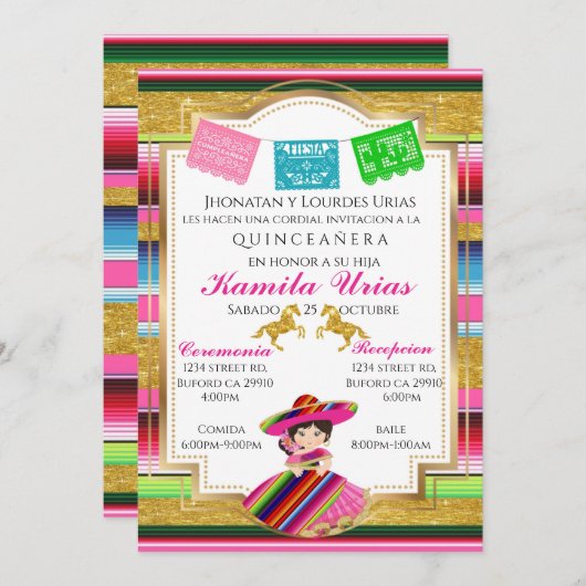 Serape Quince Einladung (Vorne/Hinten)