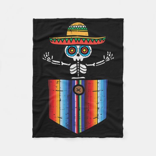 Serape Skeleton Mariachi Pocket Cinco De Mayo Mexi Fleecedecke (Vorderseite)