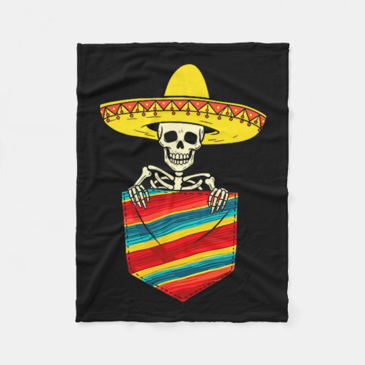 Serape-Skelett-Mariachi-Tasche Cinco de Mayo Fleecedecke (Vorderseite)