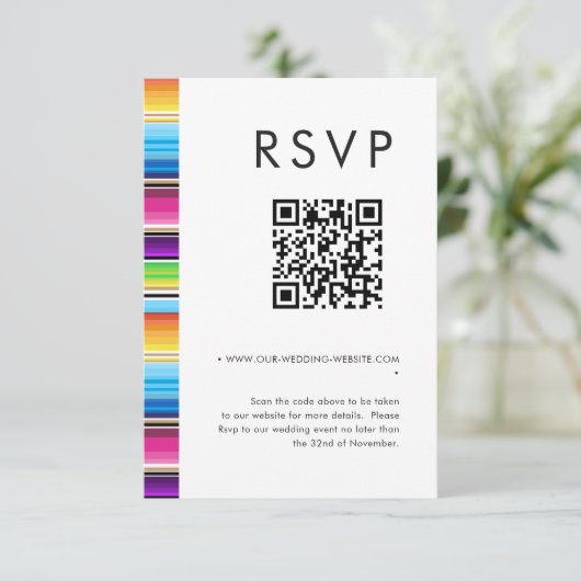 Serape Spring | QR-UAWG für Hochzeiten Einladung (Stehend Vorderseite)