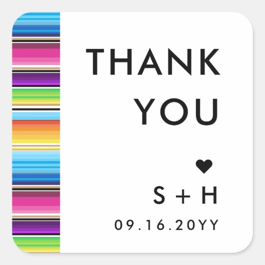 Serape Spring Stripes | Danke Quadratischer Aufkleber (Vorderseite)