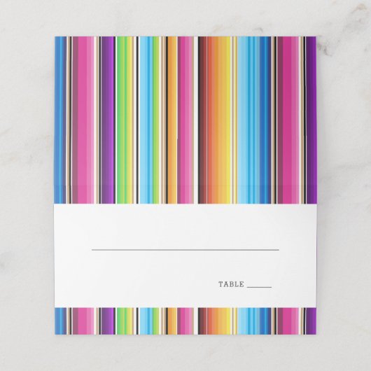 Serape Spring Stripes | Hochzeit Platzkarte (Außenseite Aufgefaltet)
