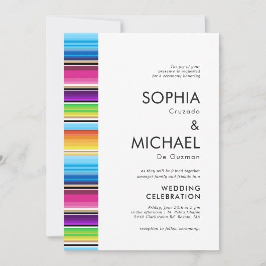 Serape Spring Stripes | Wedding Invite Gray Back Einladung (Vorderseite)