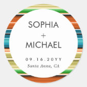 Serape Summer | Minimale Hochzeit Runder Aufkleber (Vorderseite)