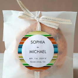 Serape Summer | Minimale Hochzeit Runder Aufkleber