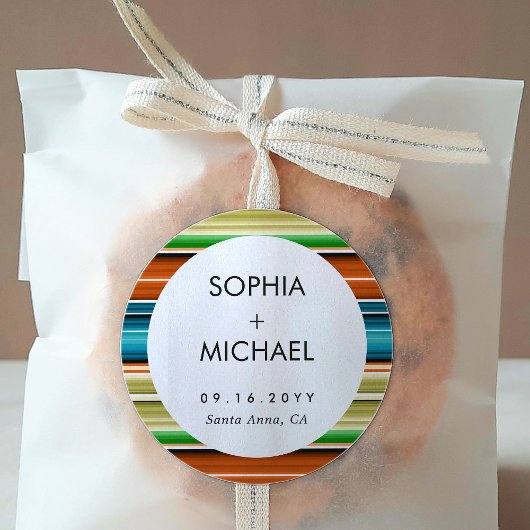 Serape Summer | Minimale Hochzeit Runder Aufkleber