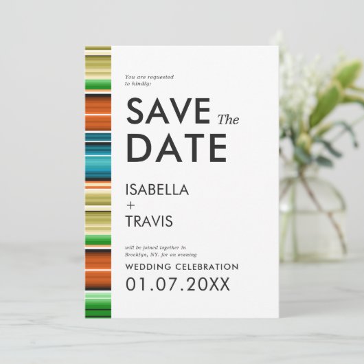 Serape Summer Stripes | Foto Save the Date Einladung (Stehend Vorderseite)