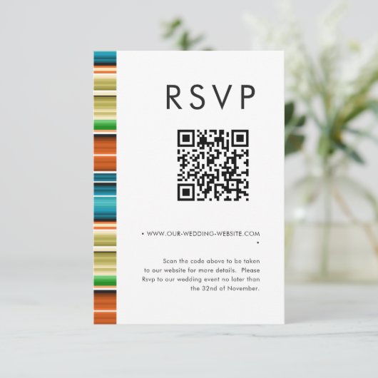 Serape Summer Stripes Hochzeiten QR-UAWG Einladung (Stehend Vorderseite)