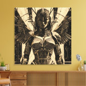 Seraph Engel in Steinrüstung - Geometrisch Leinwanddruck (Insitu (Wohnzimmer))