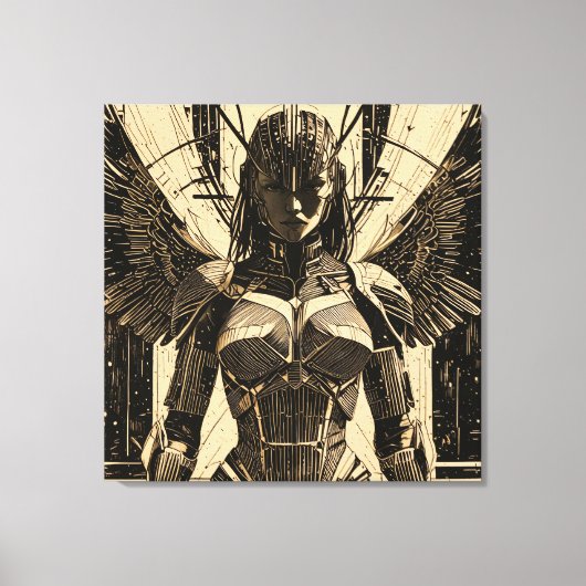 Seraph Engel in Steinrüstung - Geometrisch Leinwanddruck (Vorderseite)