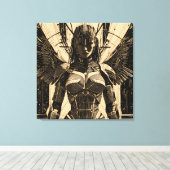 Seraph Engel in Steinrüstung - Geometrisch Leinwanddruck (Insitu (Holzboden))