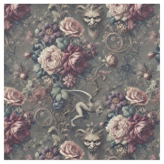 Seraph Jagd - Gothic Viktorianisch Classic Tile Stoff (Nahaufnahme)