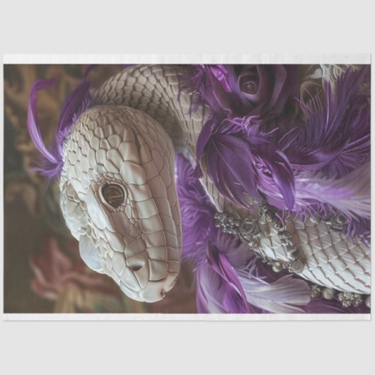 Seraphina die weiße Schlange Boa Feather Dekoupage Seidenpapier (Vorderseite)