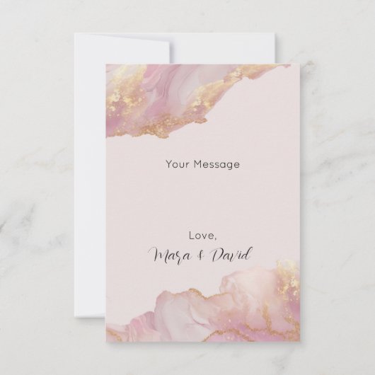 Seraphina Rosa und Gold Hochzeit Dankeskarte (Rückseite)