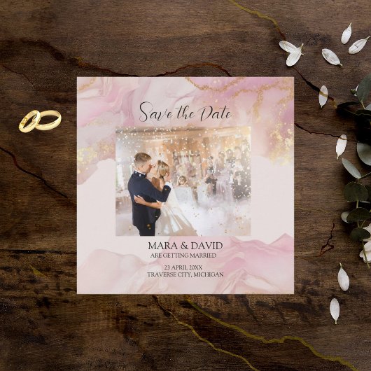 Seraphina Rosa und Gold Hochzeit Einladung