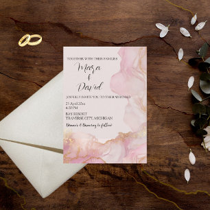Seraphina Rosa und Gold Hochzeit Einladung