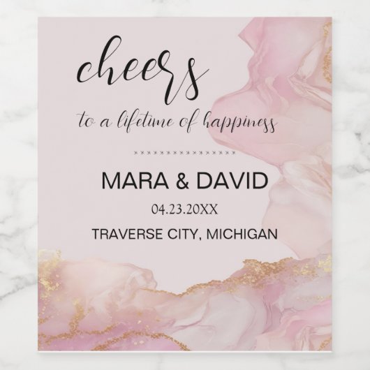 Seraphina Rosa und Gold Weinetikett (Einzelnes Label)