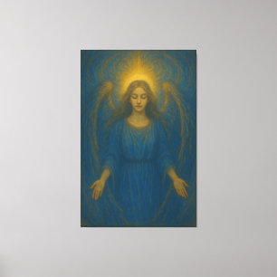 Seraphischer Blauer Engel – Wächter des goldenen H Leinwanddruck