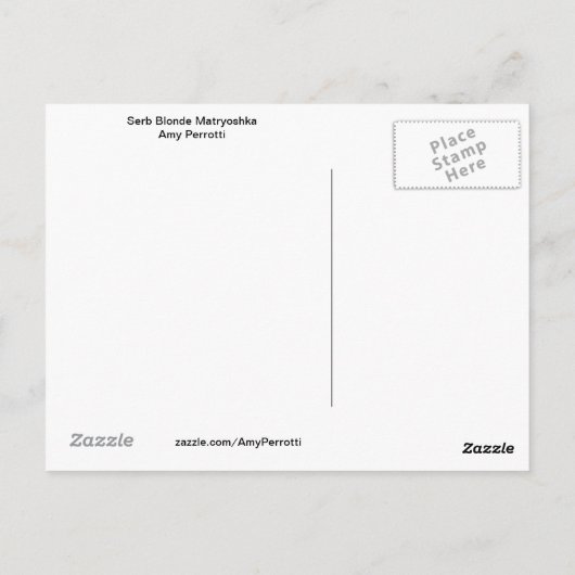 Serb Blonde Matryoshka Postcard Postkarte (Rückseite)