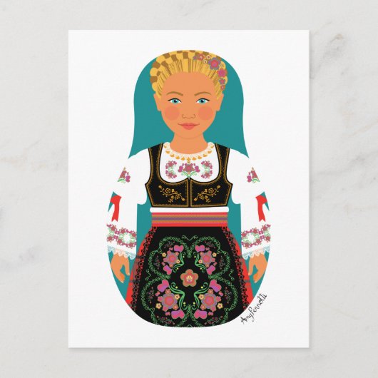 Serb Blonde Matryoshka Postcard Postkarte (Vorderseite)